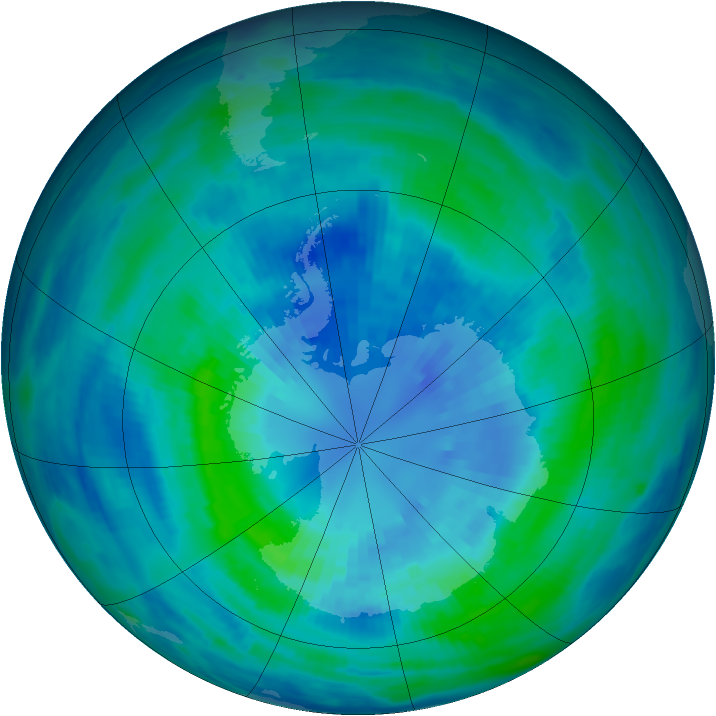 Antarctic ozone map for 01 April 1986